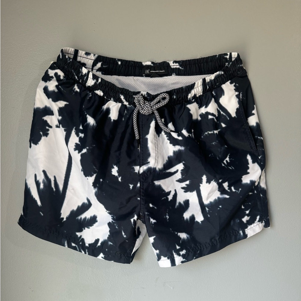 INC International Concepts Black & White Swim Trunks
